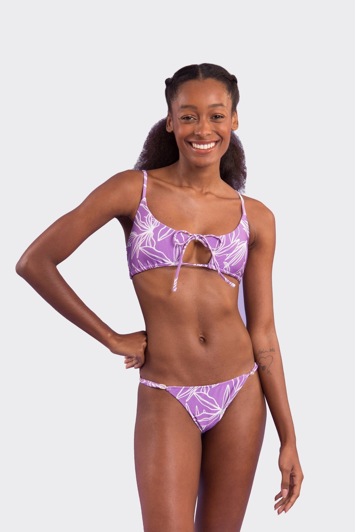 Model Front: Rio De Sol Bikini Tops Top Trail-Purple Tank-Tie
