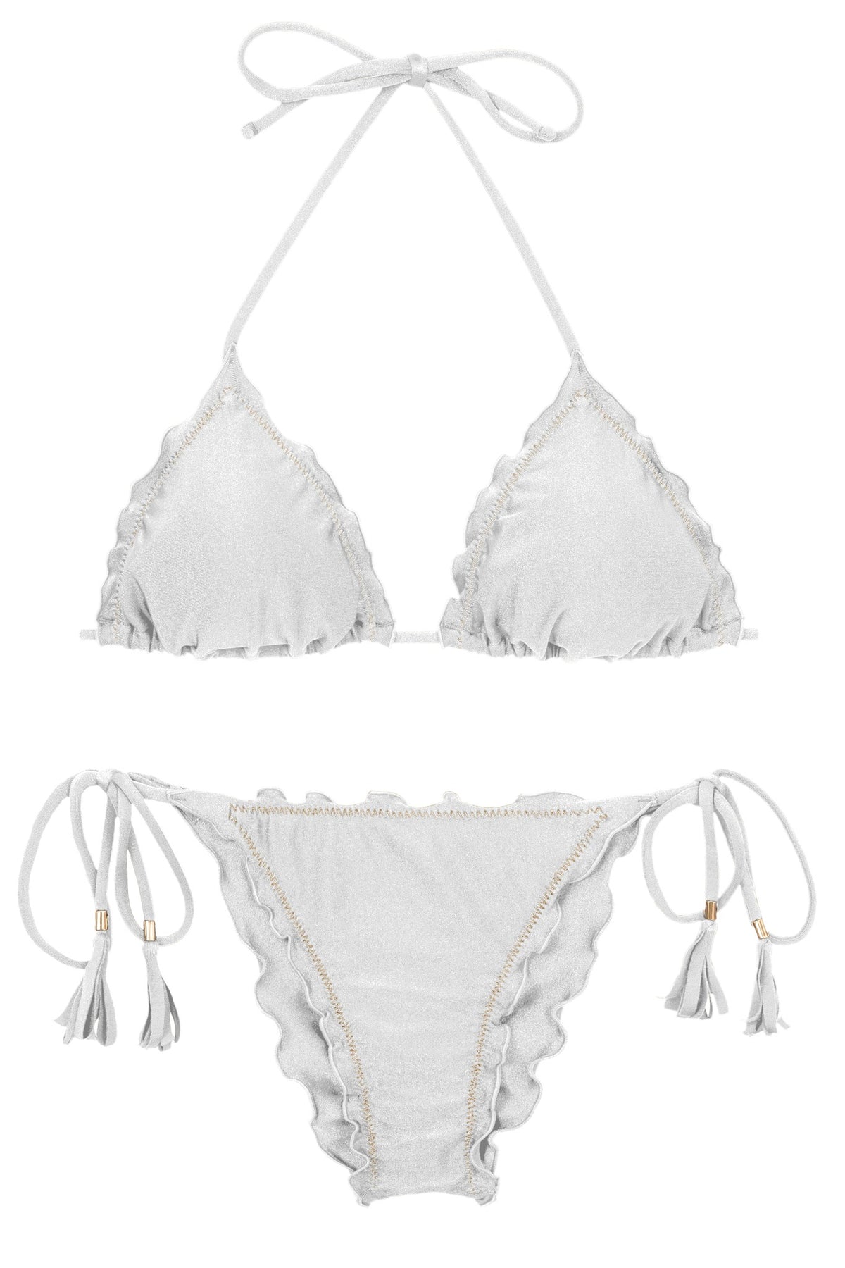 Product Front: Rio De Sol Two Piece Swimwear Set Shimmer-White Frufru