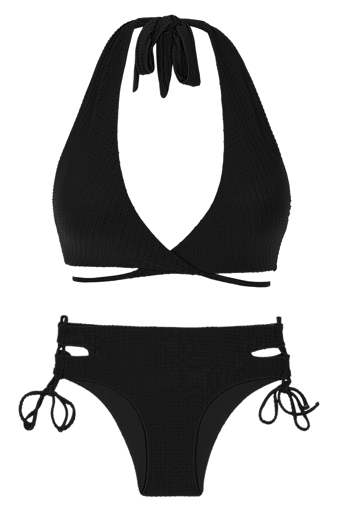 Product Back: Rio De Sol Two Piece Swimwear Set Dots-Black Kate Madrid