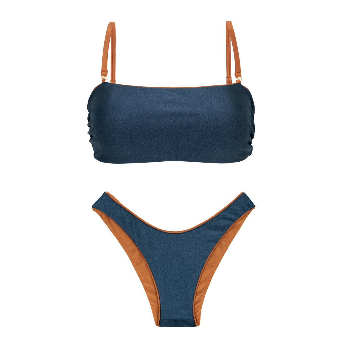 Product Back: Rio De Sol Two Piece Swimwear Set Nocciola Bandeau-Reto High-Leg