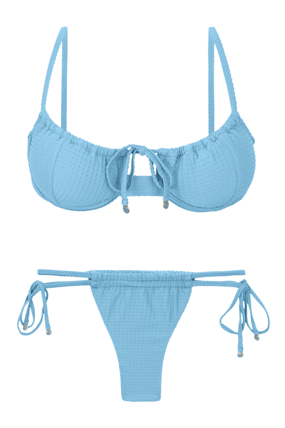 Product Front: Rio De Sol Two Piece Swimwear Set Dots-Sky Balconet-Tie Pipa