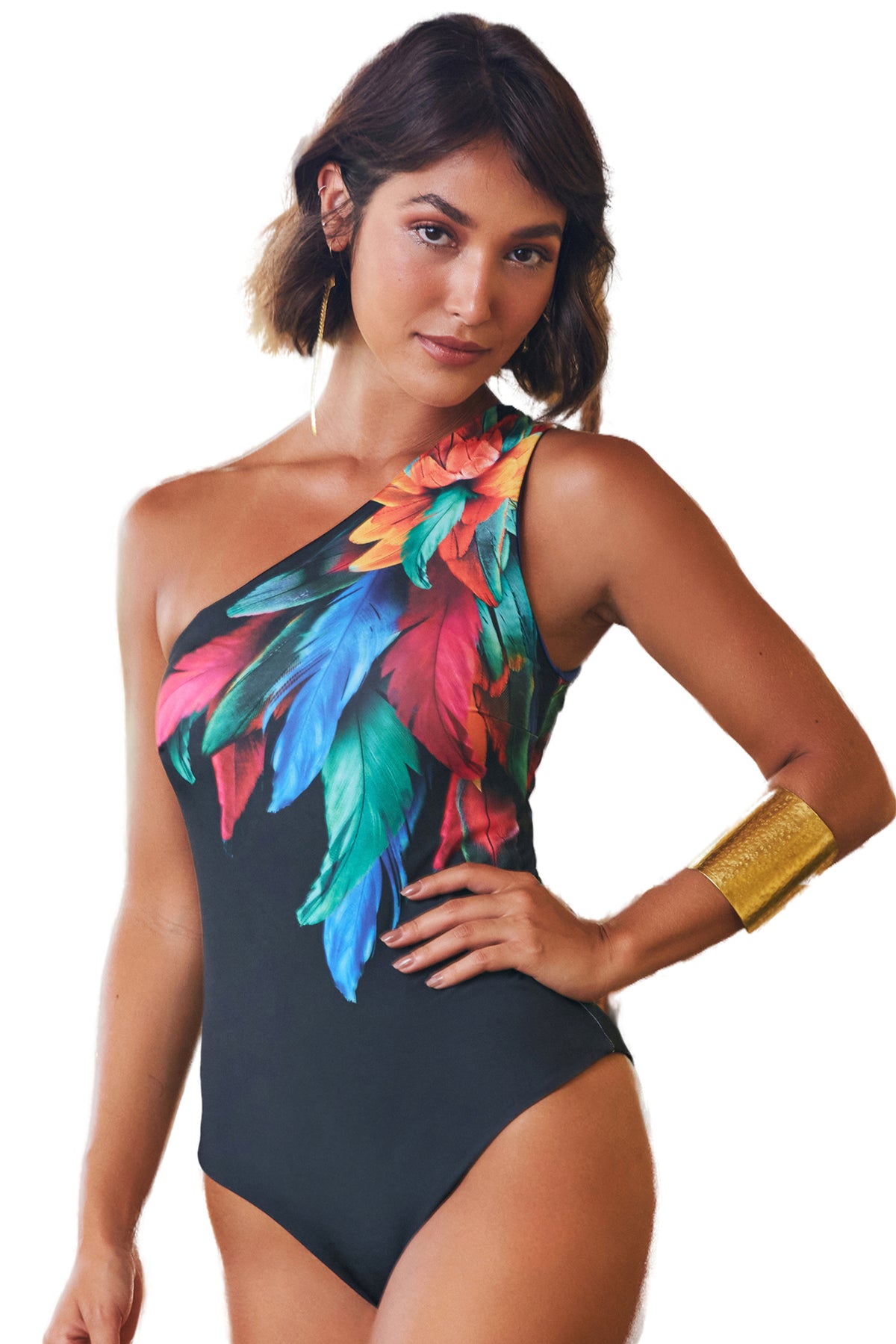 Gallery: Lua Morena One Piece Swimsuits One Shoulder Brinco Preto