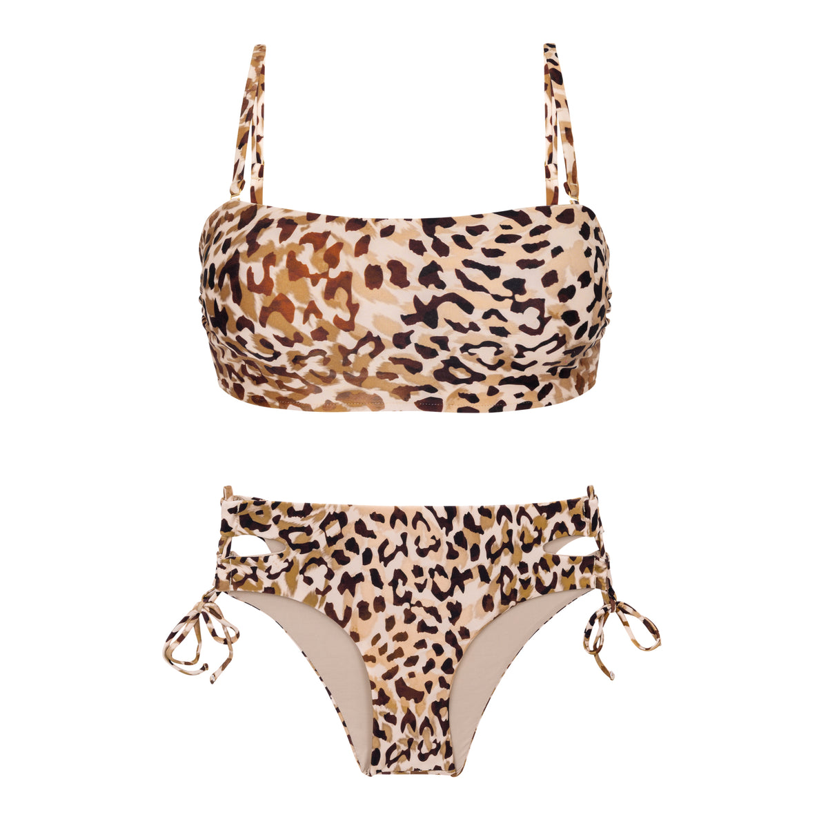 Product Front: Rio De Sol Two Piece Swimwear Set Leopard Bandeau-Reto Madrid