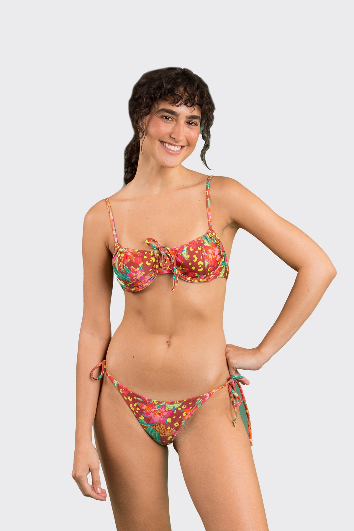 Model Front: Rio De Sol Two Piece Swimwear Set Tropics Balconet-Tie Lacinho