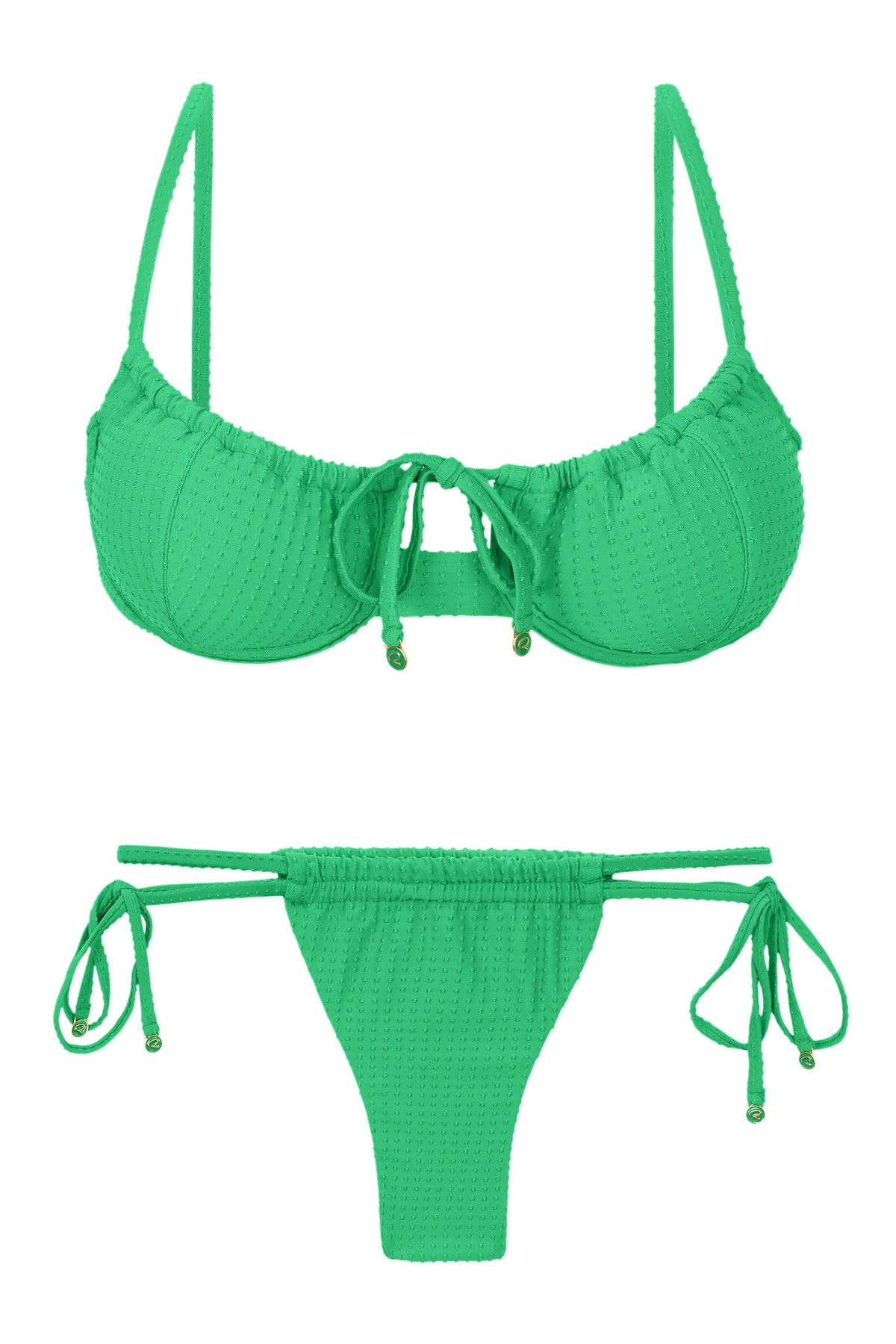 Product Front: Rio De Sol Two Piece Swimwear Set Dots-Tambourine Balconet-Tie Pipa