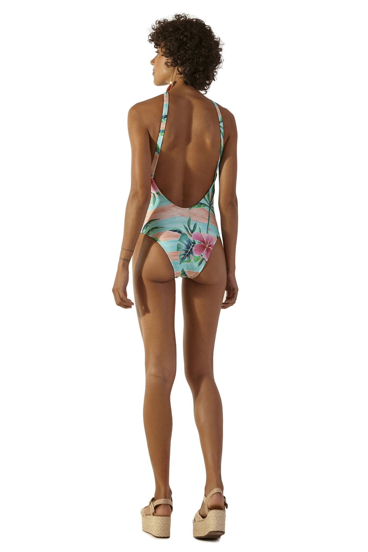 Model Back: Blueman One Piece Swimsuits Gotas Levemente
