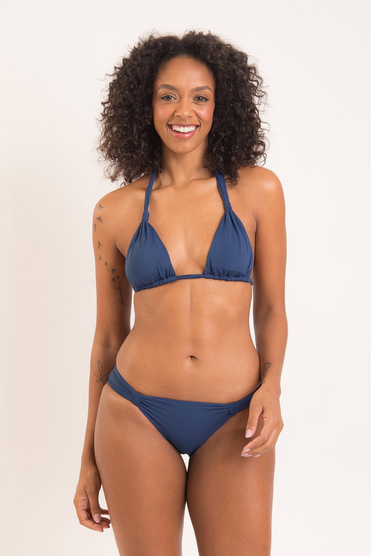 Model Front: Rio De Sol Bikini Bottoms Bottom Navy Mel-Comfy