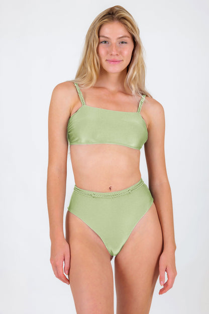 Model Front: Rio De Sol Two Piece Swimwear Set Oliva Bandeau-Reto Hotpants