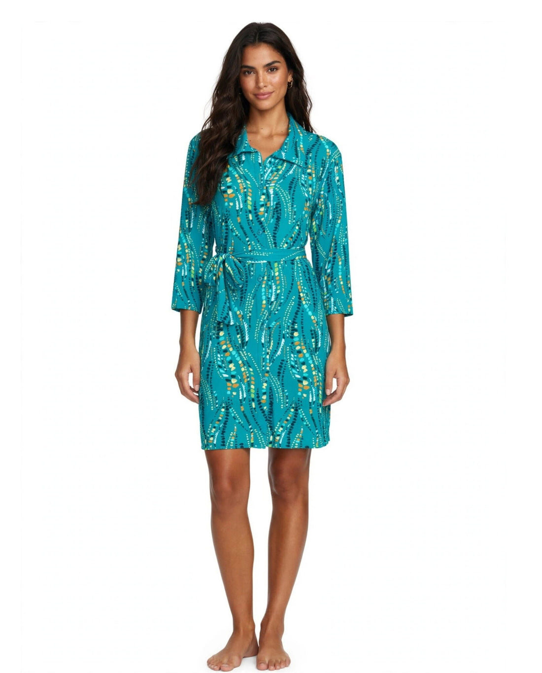 Model Front: Rio De Sol Shirtdress Rain Chemise