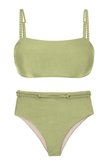 Product Front: Rio De Sol Two Piece Swimwear Set Oliva Bandeau-Reto Hotpants