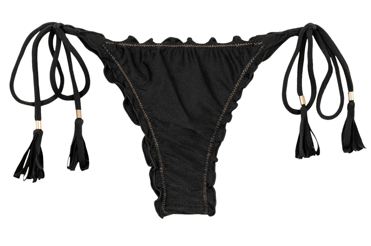 Product Front: Rio De Sol Bikini Bottoms Bottom Shimmer-Black Frufru-Fio