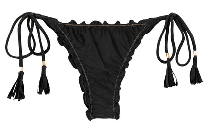 Product Front: Rio De Sol Bikini Bottoms Bottom Shimmer-Black Frufru-Fio