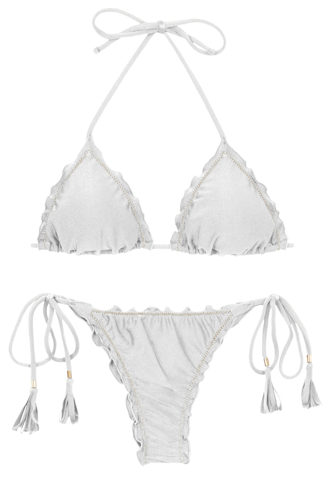 Product Front: Rio De Sol Two Piece Swimwear Set Shimmer-White Frufru-Fio