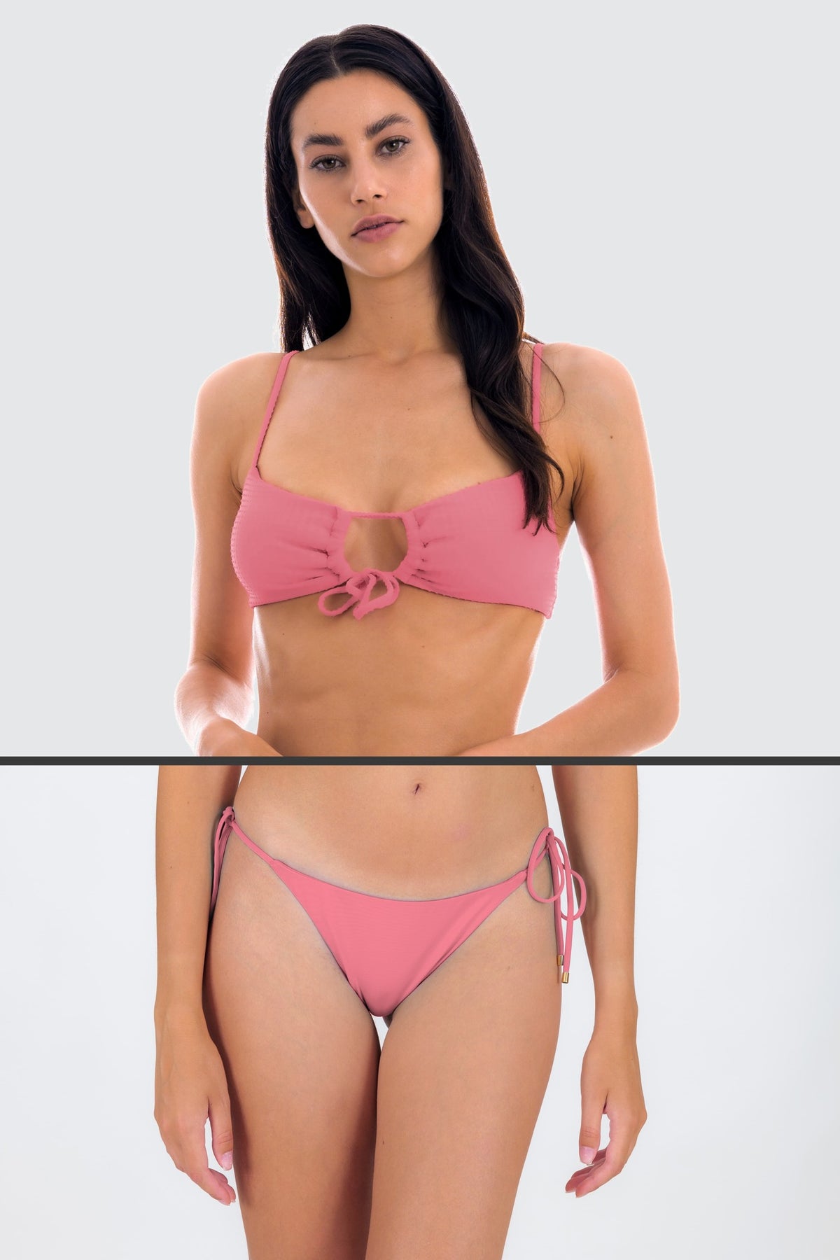 Model Front: Rio De Sol Two Piece Swimwear Set Confetti Mila Ibiza