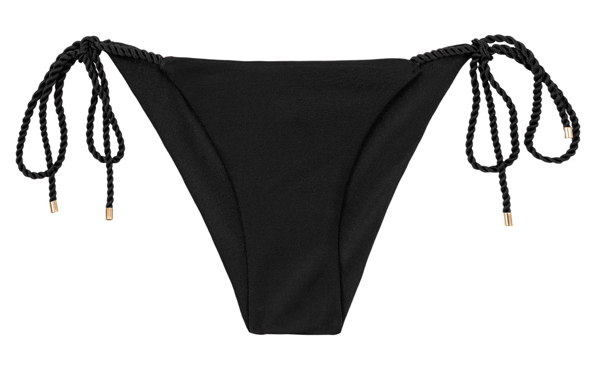 Product Front: Rio De Sol Bikini Bottoms Bottom Shimmer-Black Cheeky-Rope