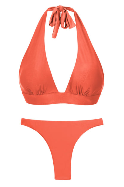 Product Front: Rio De Sol Two Piece Swimwear Set Light-Peach Halter-Cos Leblon-Fio