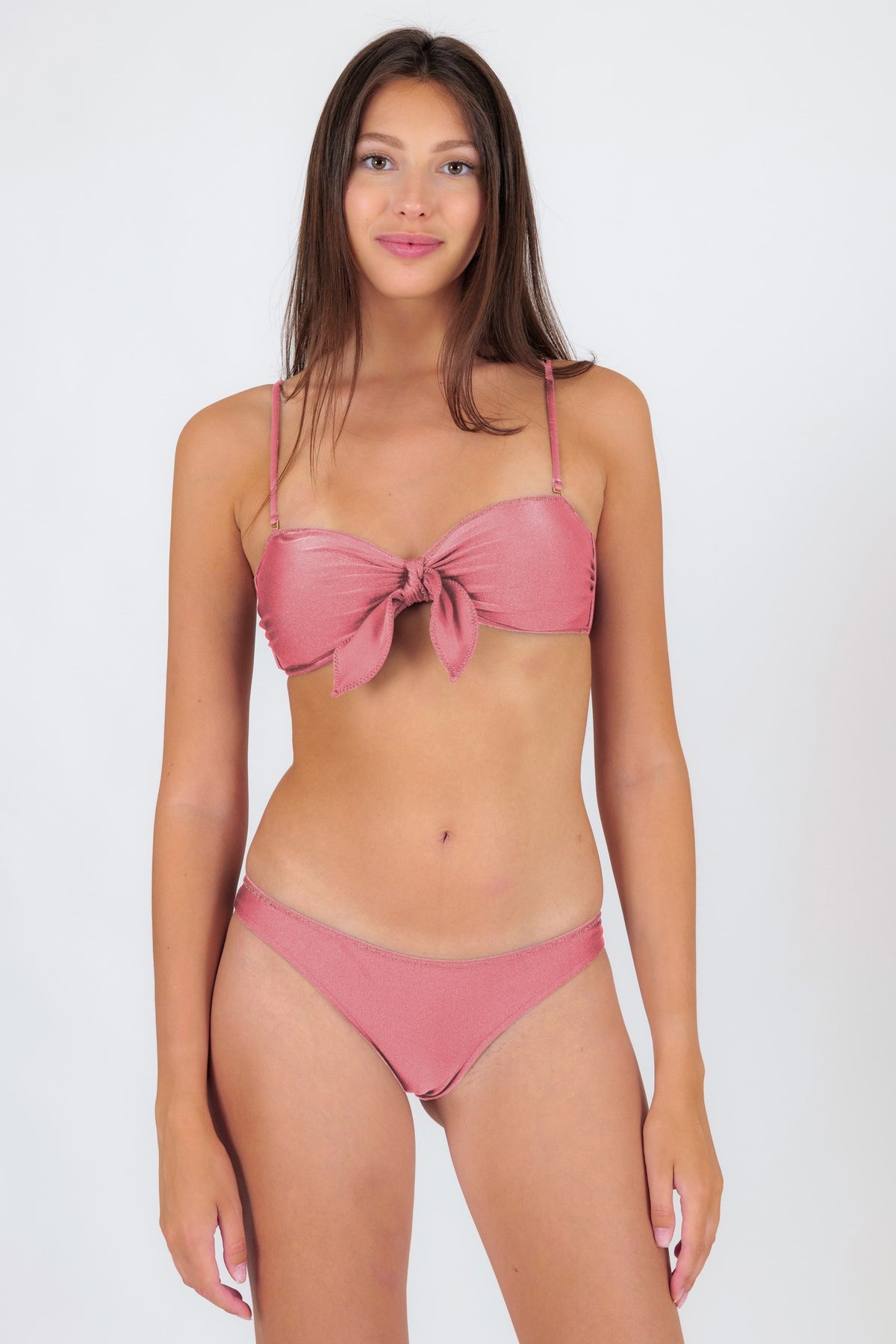 Model Front: Rio De Sol Bikini Tops Top Shimmer-Confetti Bandeau-Knot