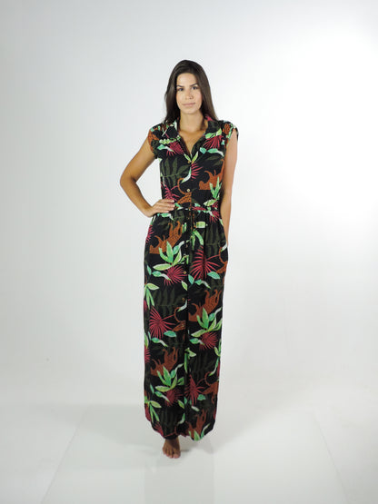 Model Front: La Playa Shirtdress Vestido Chemise Jungle