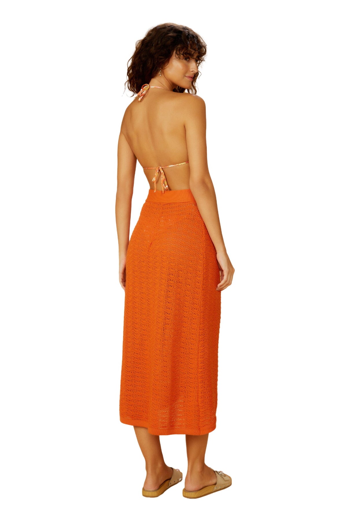 Model Back: Blueman Skirts Laranja-Tricot Saia