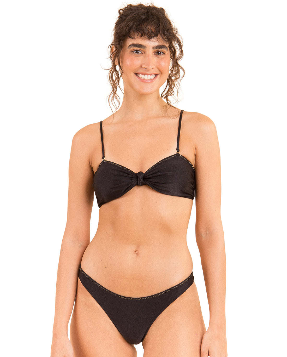 Gallery: Rio De Sol Two Piece Swimwear Set Shimmer-Black Bandeau-Joy Essential