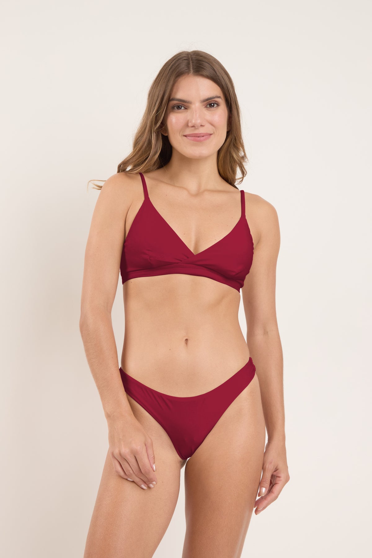 Model Front: Rio De Sol Two Piece Swimwear Set Touch-Carmim Paola Essential