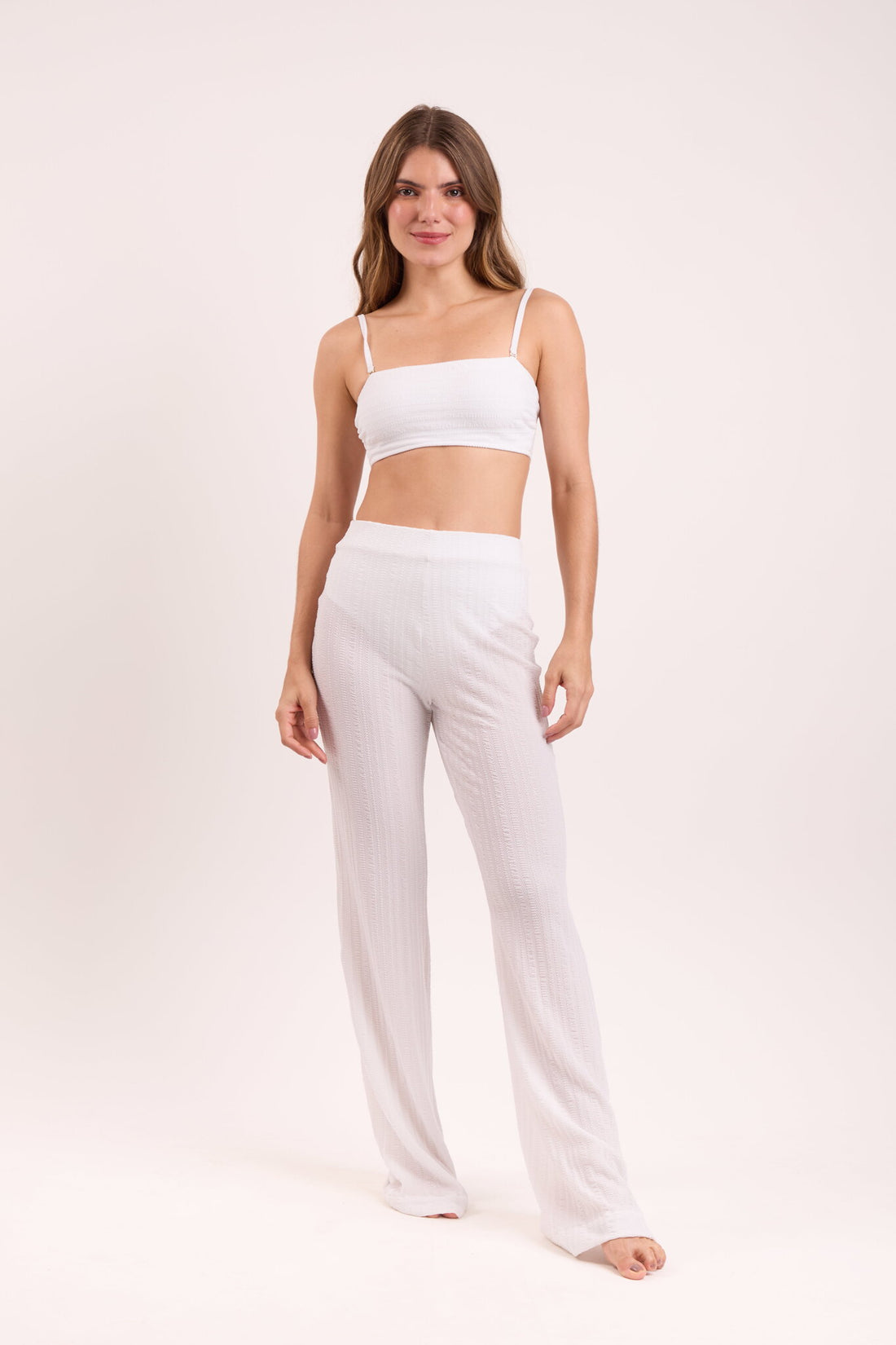 Model Front: Rio De Sol Beach Trousers Memphis-White Pants Lana