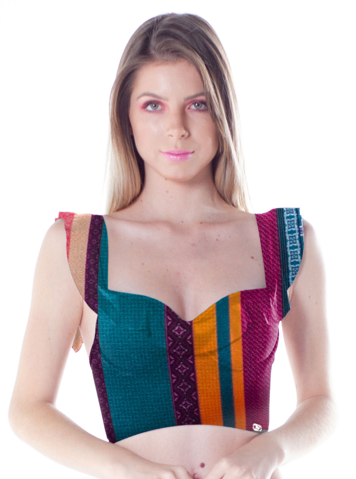 Model Front: La Playa Bikini Tops Top Babado Cropped Latina