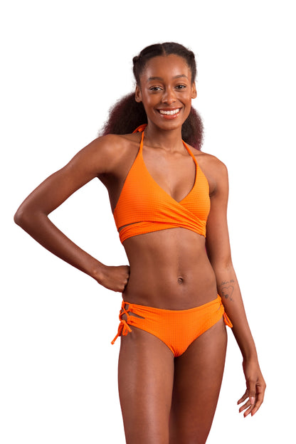 Model Front: Rio De Sol Two Piece Swimwear Set Dots-Orange Kate Madrid