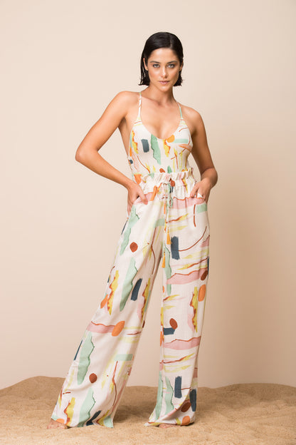 Model Front: La Playa Pants Wide Leg Paleta