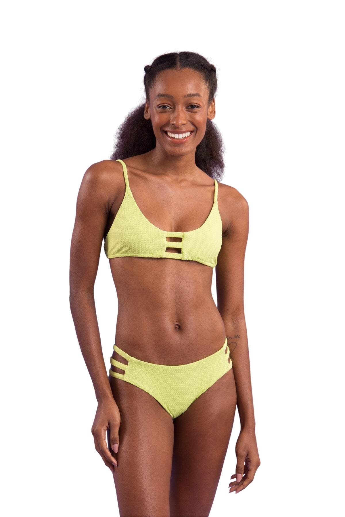 Model Front: Rio De Sol Two Piece Swimwear Set Bora-Citrus Bra-Trio Madrid-Trio