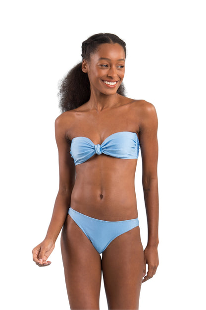 Image 04: Rio De Sol Two Piece Swimwear Set Shimmer-Baltic-Sea Bandeau-Joy Essential