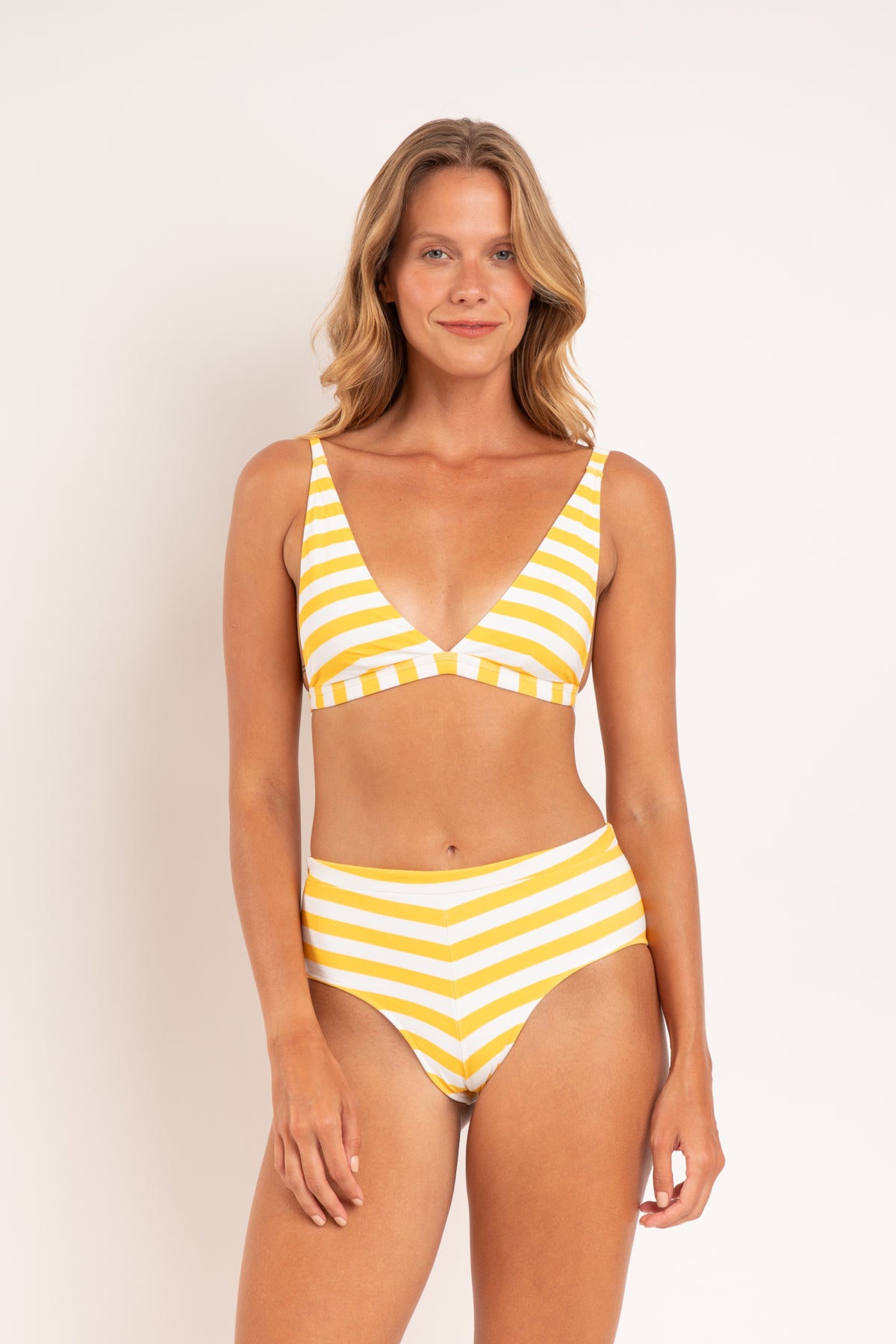 Model Front: Rio De Sol Two Piece Swimwear Set Sunshine Alba Lylou