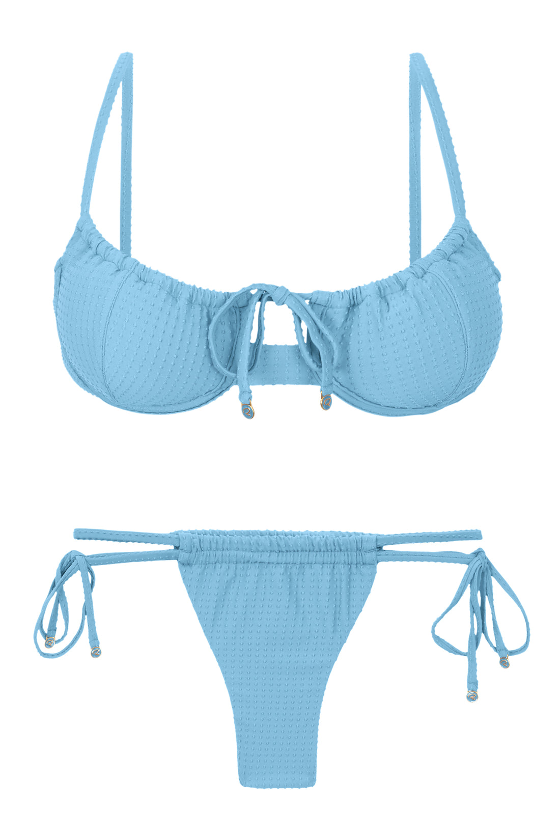 Product Front: Rio De Sol Two Piece Swimwear Set Dots-Sky Balconet-Tie Pipa