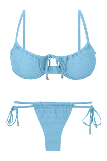 Product Front: Rio De Sol Two Piece Swimwear Set Dots-Sky Balconet-Tie Pipa