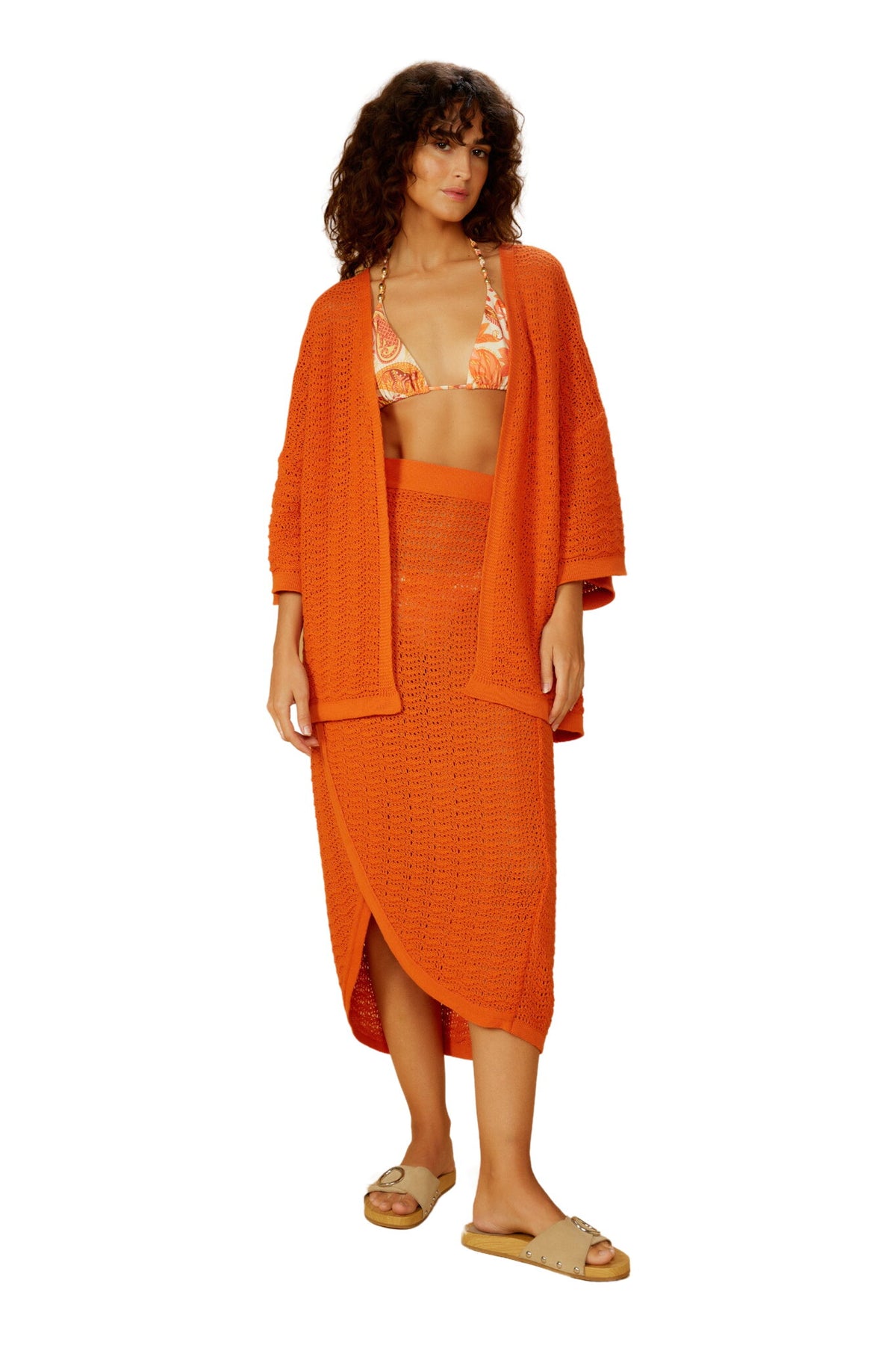 Model Front: Blueman Skirts Laranja-Tricot Saia