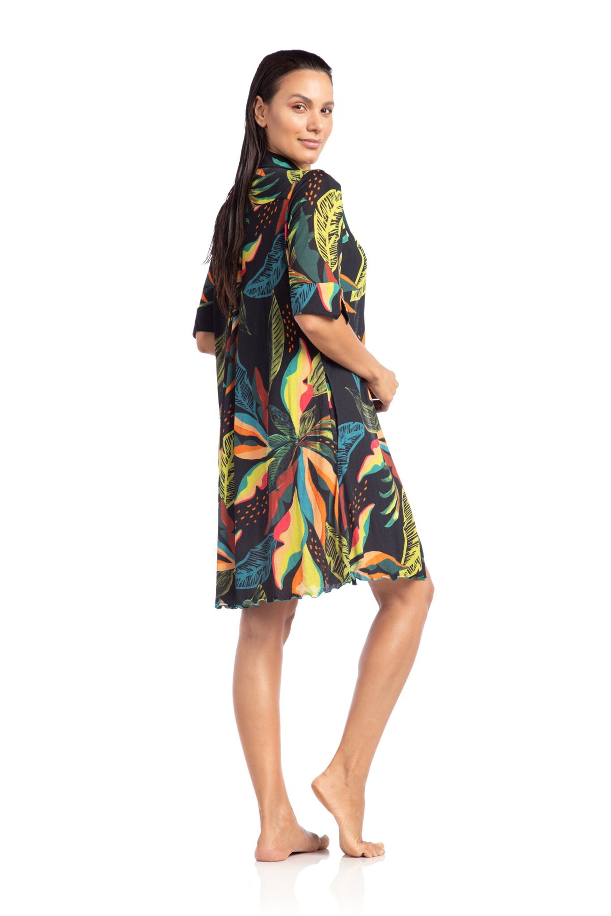 Model Back: La Playa Shirtdress Chemise Jardins