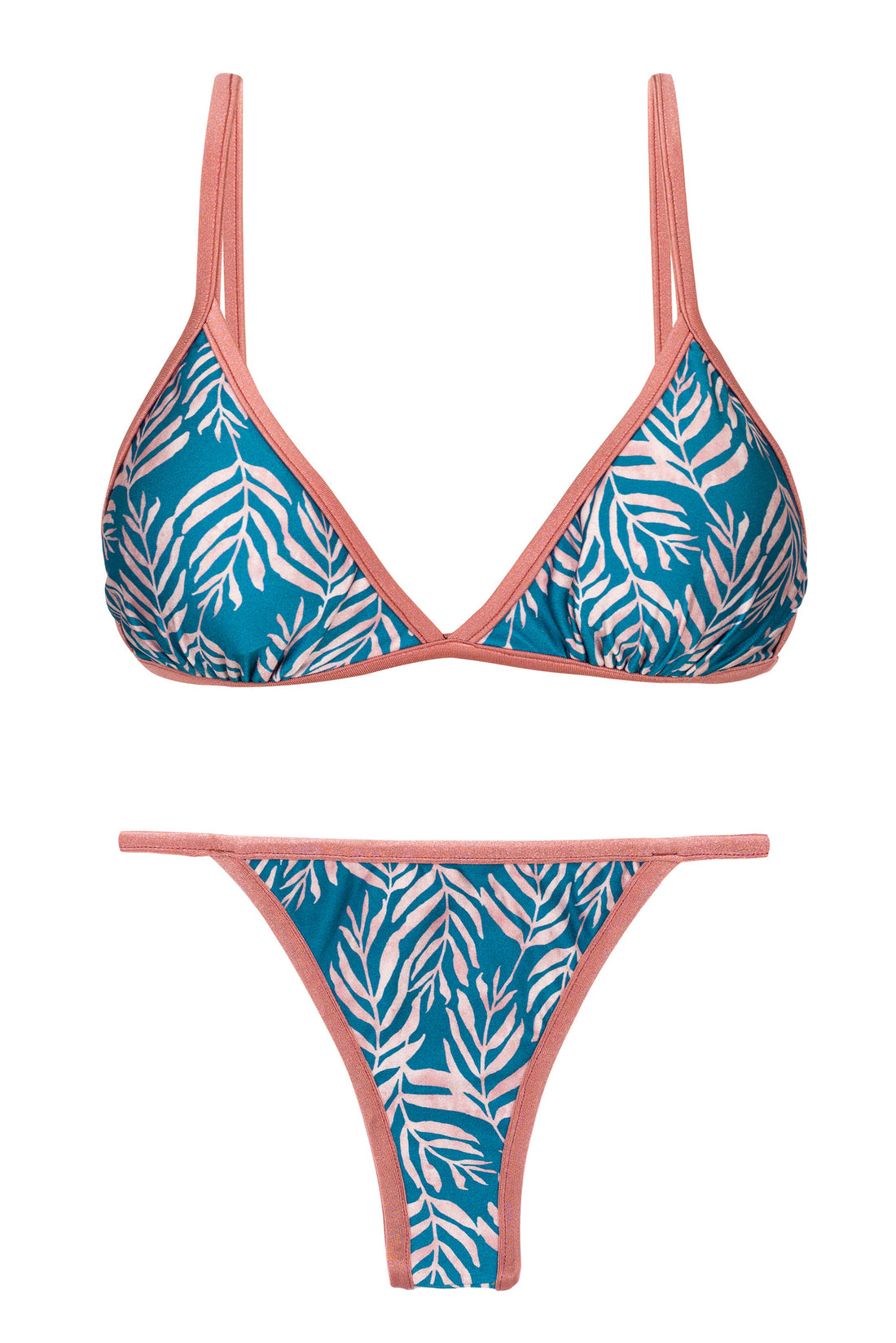 Product Front: Rio De Sol Two Piece Swimwear Set Palms-Blue Tri-Fixo California