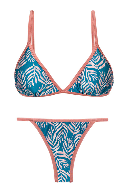 Product Front: Rio De Sol Two Piece Swimwear Set Palms-Blue Tri-Fixo California