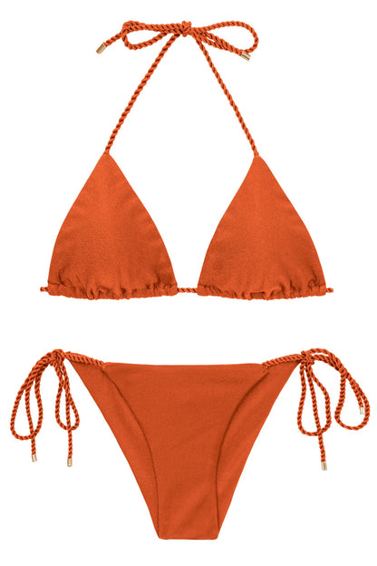 Product Front: Rio De Sol Two Piece Swimwear Set Paprica Tri-Rope Cheeky-Rope
