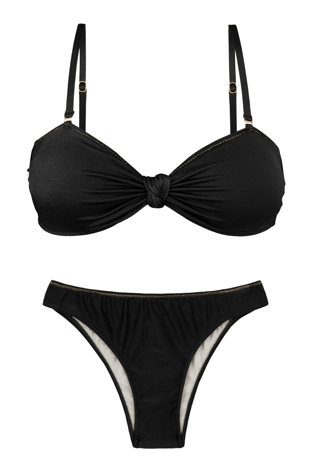 Product Front: Rio De Sol Two Piece Swimwear Set Shimmer-Black Bandeau-Joy Essential