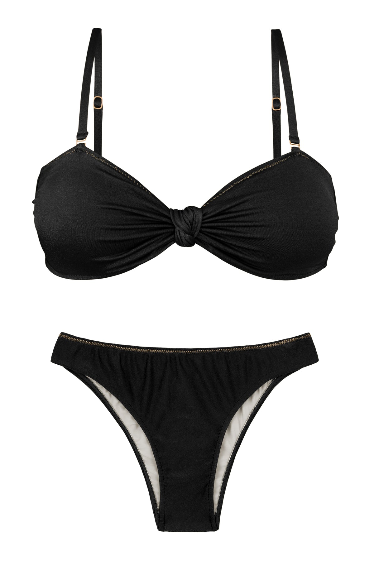 Product Front: Rio De Sol Two Piece Swimwear Set Shimmer-Black Bandeau-Joy Essential