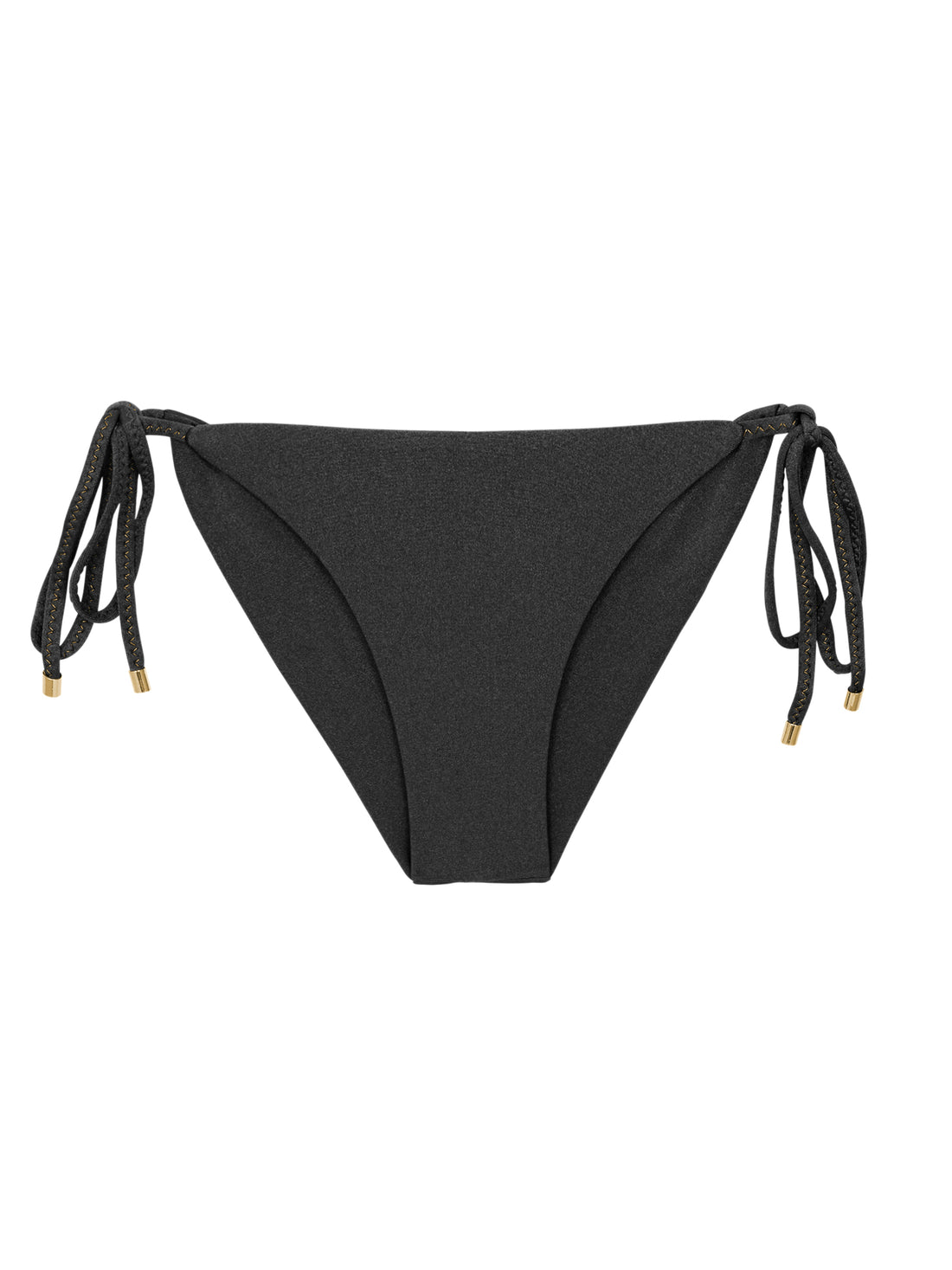Product Front: Rio De Sol Bikini Bottoms Bottom Shimmer-Black Cheeky-Tie-Gold