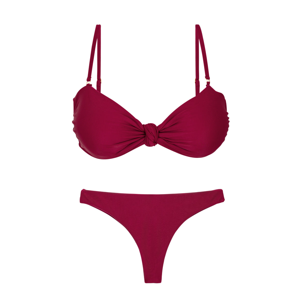 Product Front: Rio De Sol Two Piece Swimwear Set Touch-Carmim Bandeau-Joy Mia