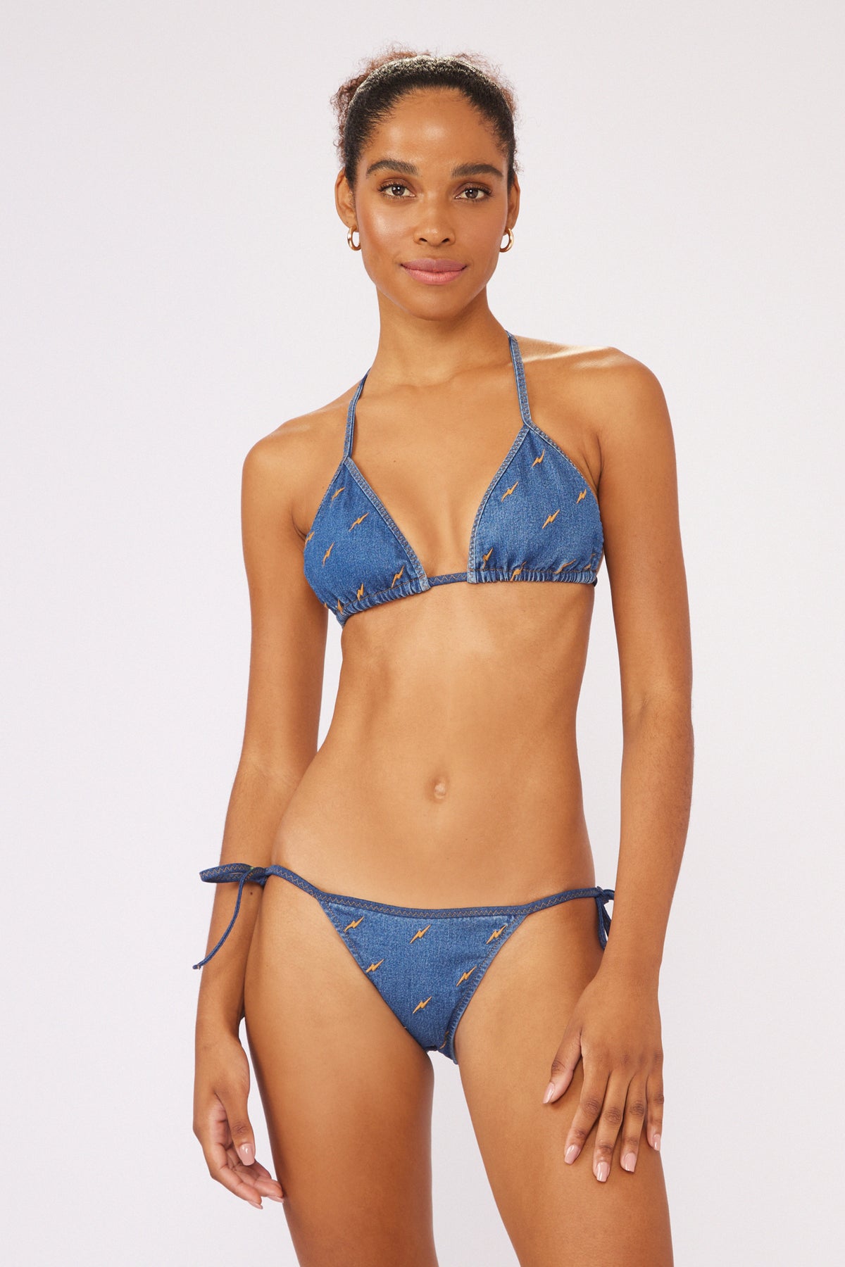 Image 04: Blueman Two Piece Swimwear Set Jeans Triangulo-Vies Lacinho-Vies