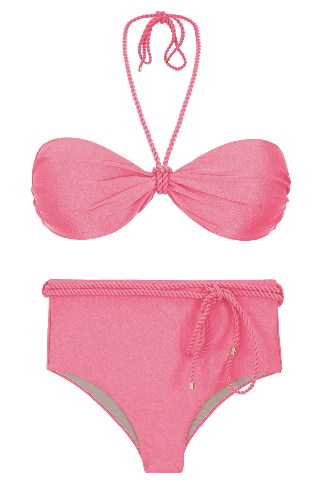 Product Front: Rio De Sol Two Piece Swimwear Set Shimmer-Confetti Twist Belted-High-Waist