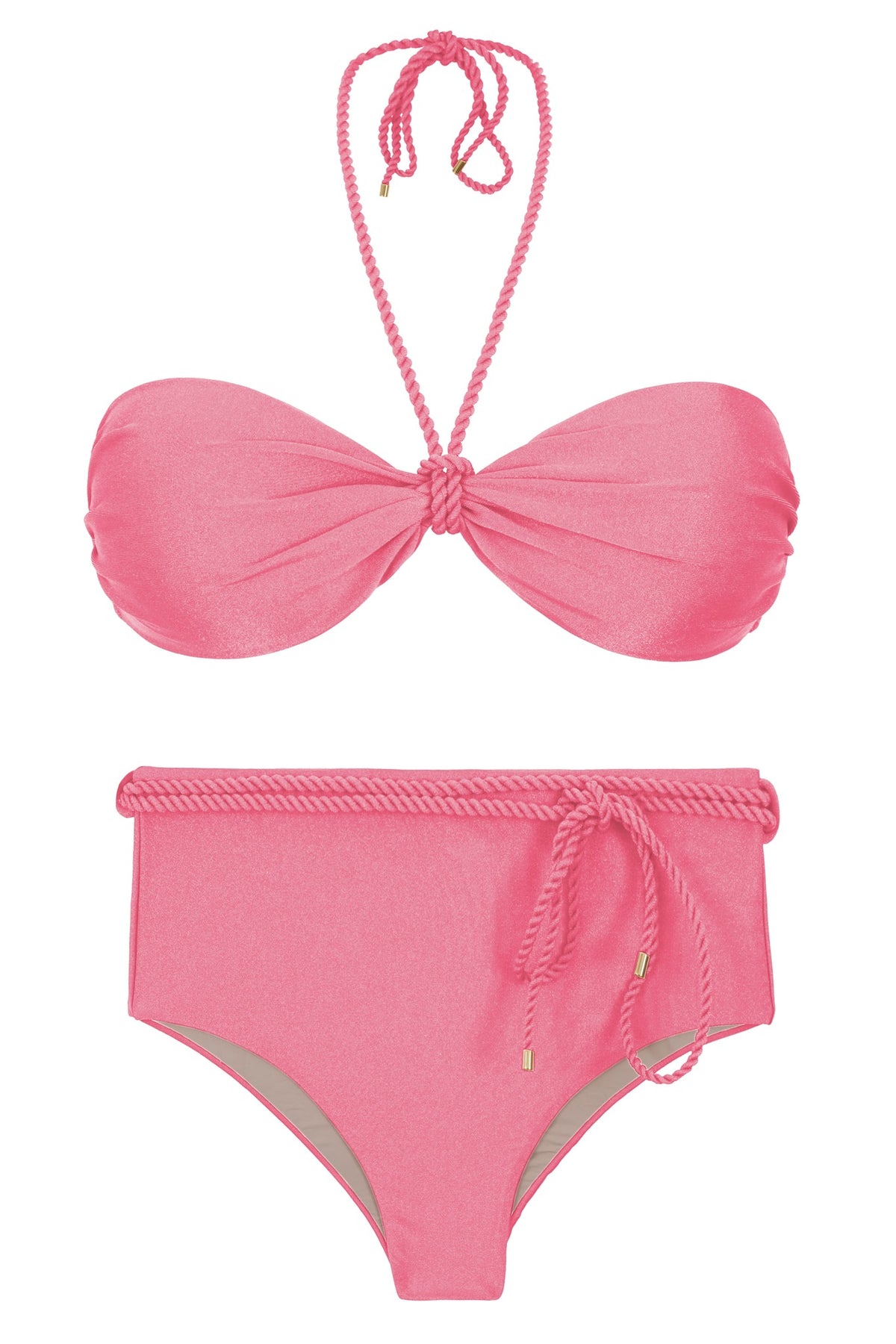 Product Front: Rio De Sol Two Piece Swimwear Set Shimmer-Confetti Twist Belted-High-Waist