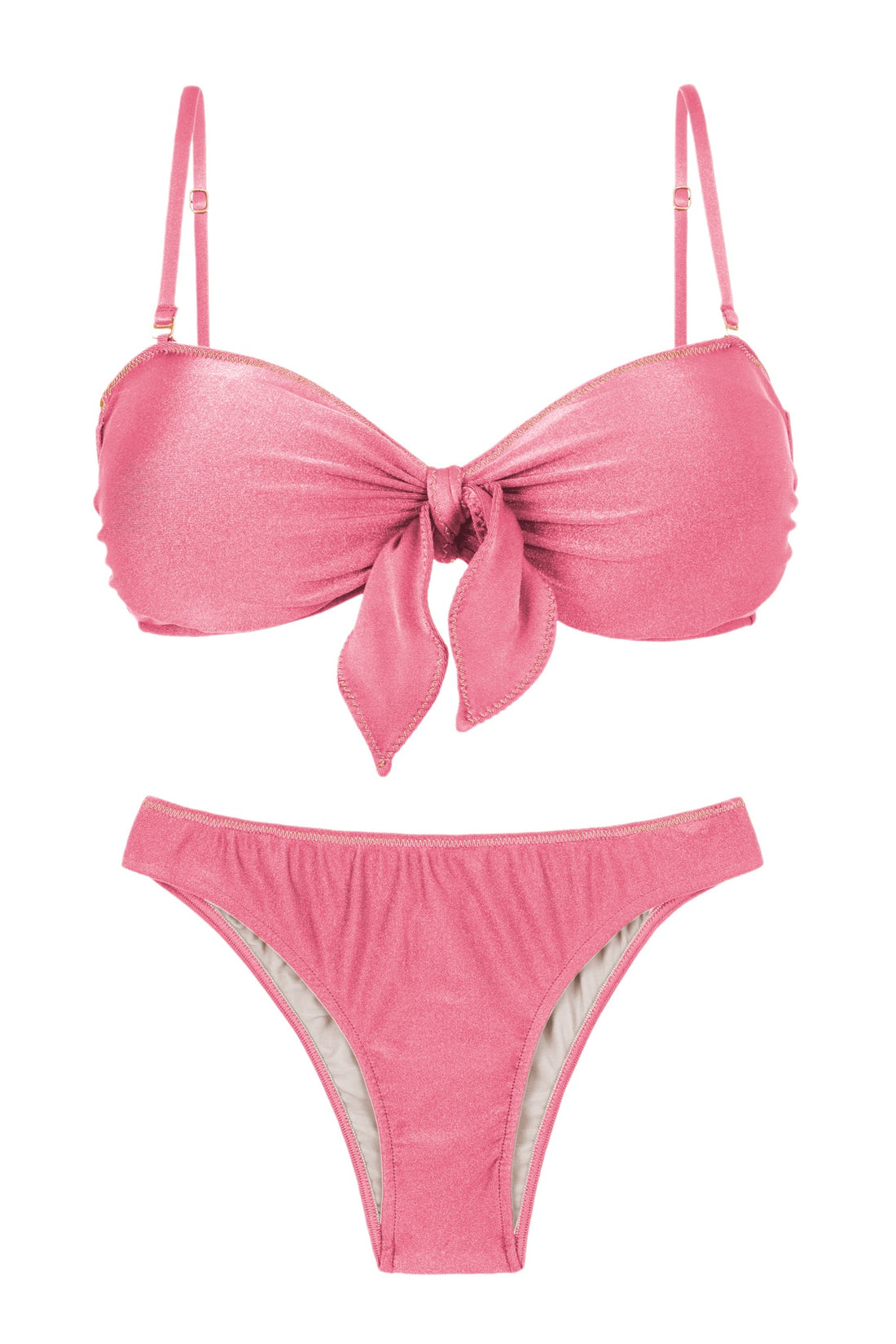 Product Front: Rio De Sol Two Piece Swimwear Set Shimmer-Confetti Bandeau-Knot Essential