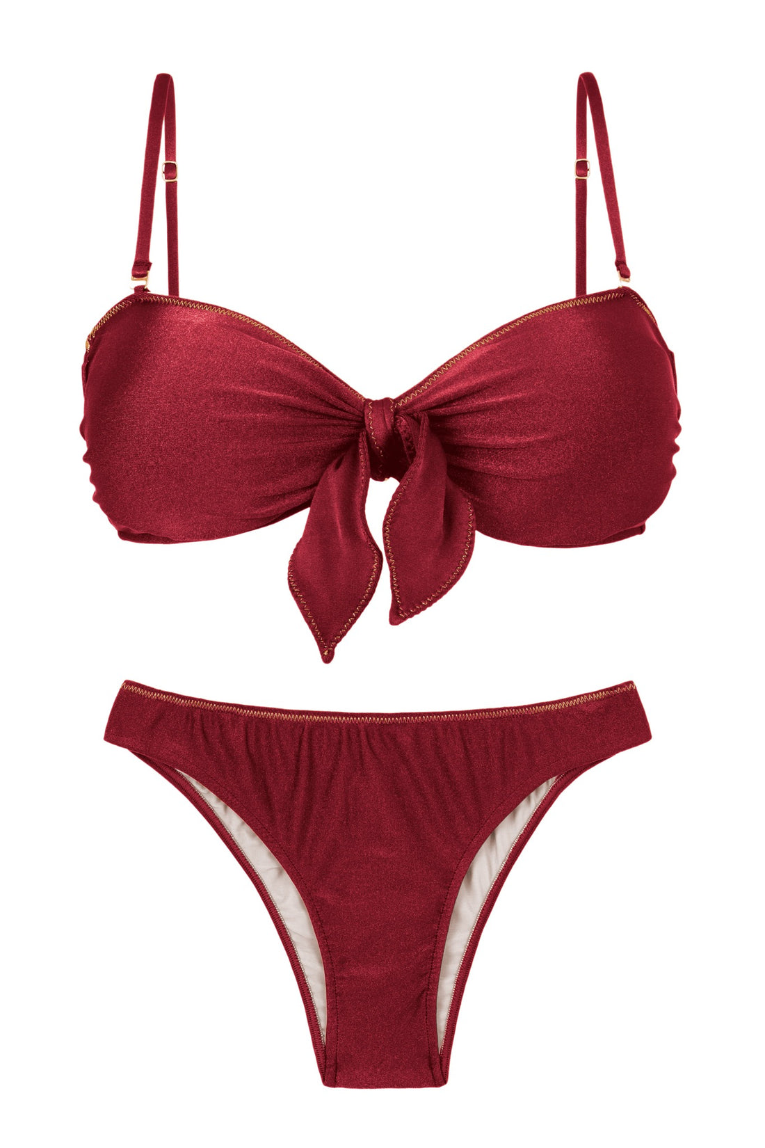 Product Front: Rio De Sol Two Piece Swimwear Set Shimmer-Divino Bandeau-Knot Essential