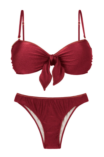 Product Front: Rio De Sol Two Piece Swimwear Set Shimmer-Divino Bandeau-Knot Essential