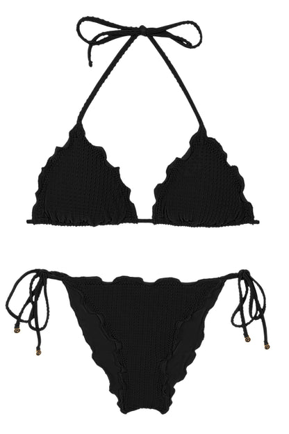 Product Front: Rio De Sol Two Piece Swimwear Set Dots-Black Frufru